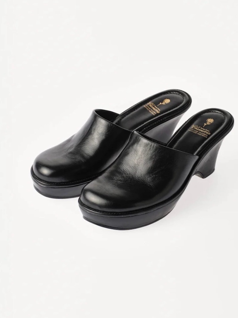 Willy Chavaria x Zara black leather clogs